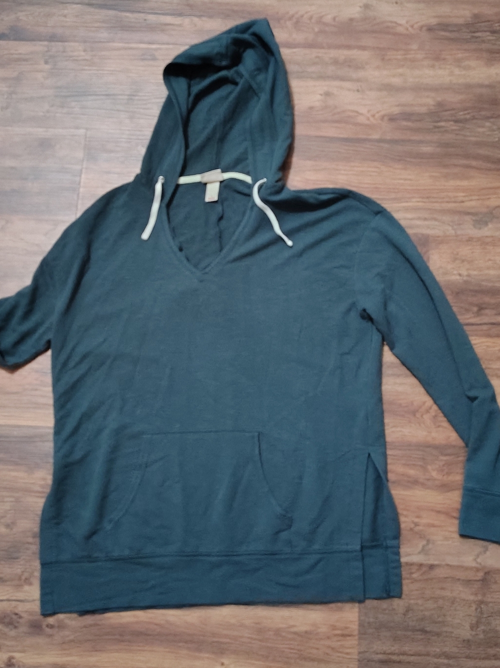 Mossimo Supply Co. Teal V-Neck Hooded Pullover